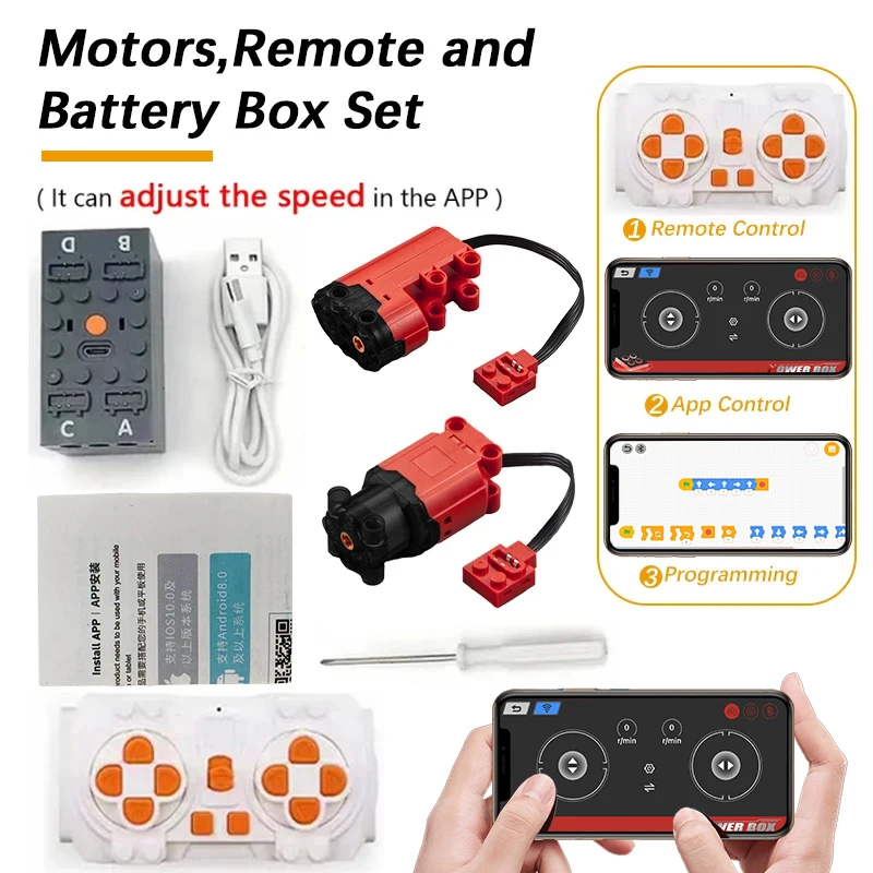 Caja de batería de Motor técnico, piezas de funciones de energía, Servo receptor de luz de velocidad IR, aplicación PF, Control remoto, bloques de