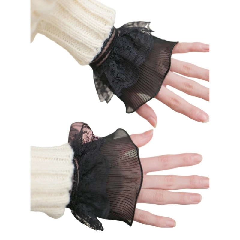Wrist Cuffs for For Shirt Sweater False Sleeve Ornament Flared Ruffled Cuffs