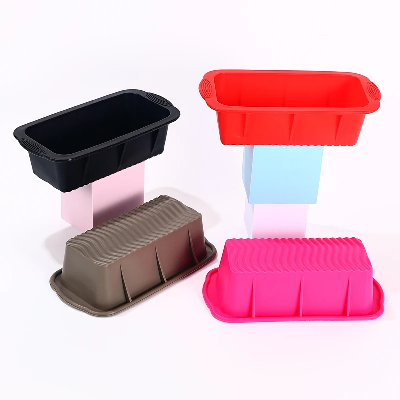 3D Rectangle Rectangle Silicone Mould Baking Pan 10 Colors Non-slip Toast Cake Mold Baking Accessories Odorless Silicone Molds