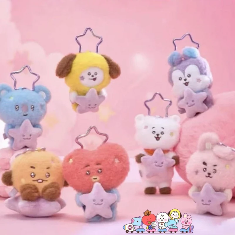 

BT21 anime merchandise cartoon cute star plush doll keychain creative Kawaii couple figurine backpack accessory support gift