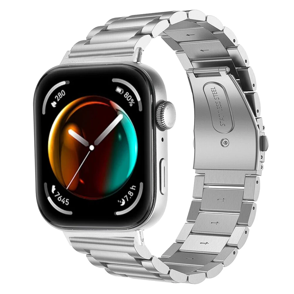 For Huawei Watch Fit 3 4 4pro Strap Stainless Steel band Three Beads Men Women Metal Bracelet Correa for Huawei fit 5 5pro