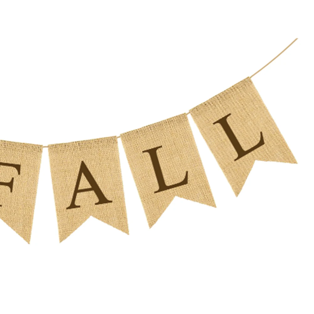 

Latte Art Decoration Thanksgiving Banner Party Garland Autumn Bunting Linen for Maple Leaves