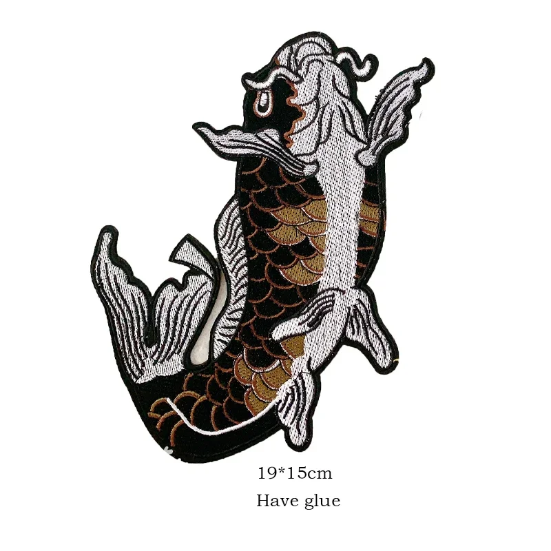 Big Fish  Koi Carp Embroidered Patches for Clothes Applique Diy Accessory Suppliers Sticker Lace Neckline Collar