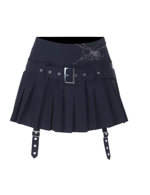 サブカルチャーカレッジセクシーなプリントハイウエストプリーツスカート個性女の子ハロウィンファッション多用途Aラインパンクショートスカート