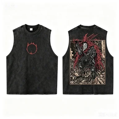 2026 New Daily Wear Washed Tank Top Unisex Drop Shoulder Distressed Abstract Front Back Graphic Sleeveless Shirts