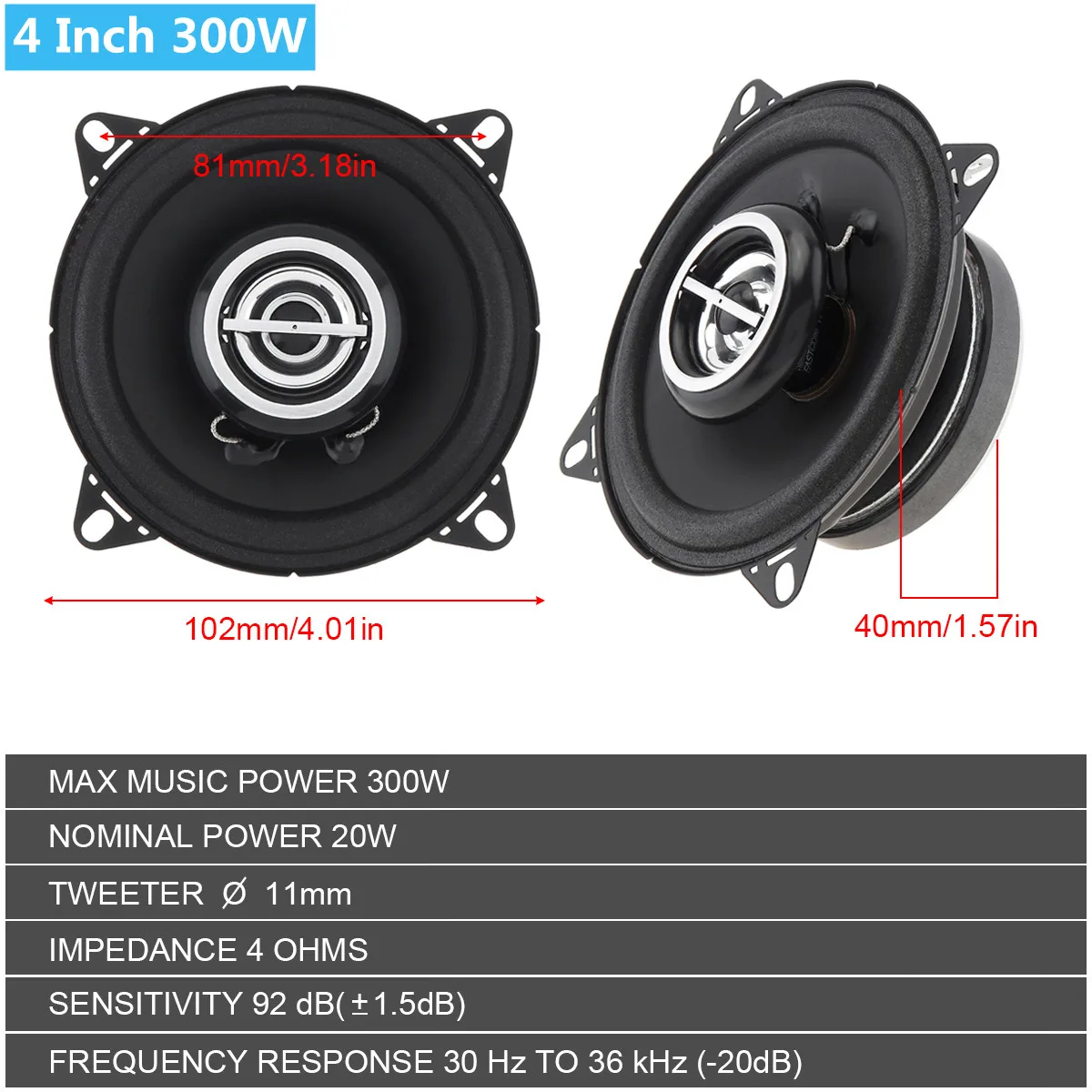 2pcs 4/5 /6 Inch Car Coaxial Speaker Universal Full Range Frequency HiFi Audio Stereo Speakers for Car Auto Loudspeakers