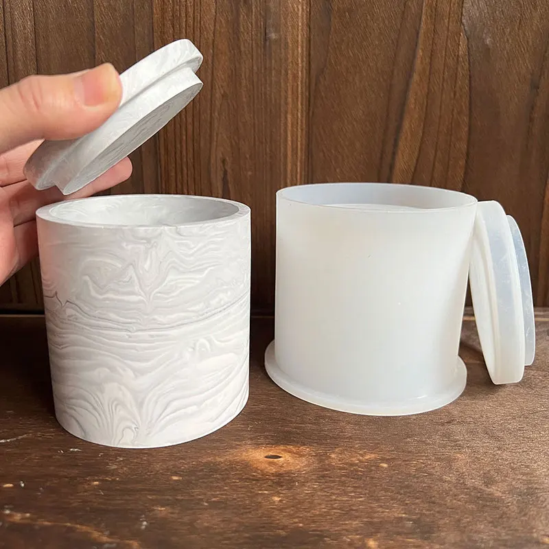 Runde Kerze, Glas, Betonform – DIY Zement/Gipspflanzer und Stifthalter, Guss-Set für Heimdekoration, minimalistische Aufbewahrungsbox-Form
