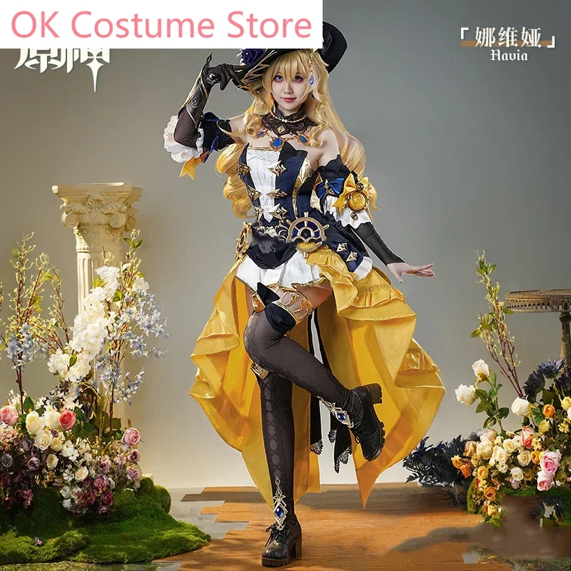 Genshin Impact Navia Game Suit Gorgeous Dress Uniform Cosplay Costume Halloween Party Role Play Outfit Women S-3XL