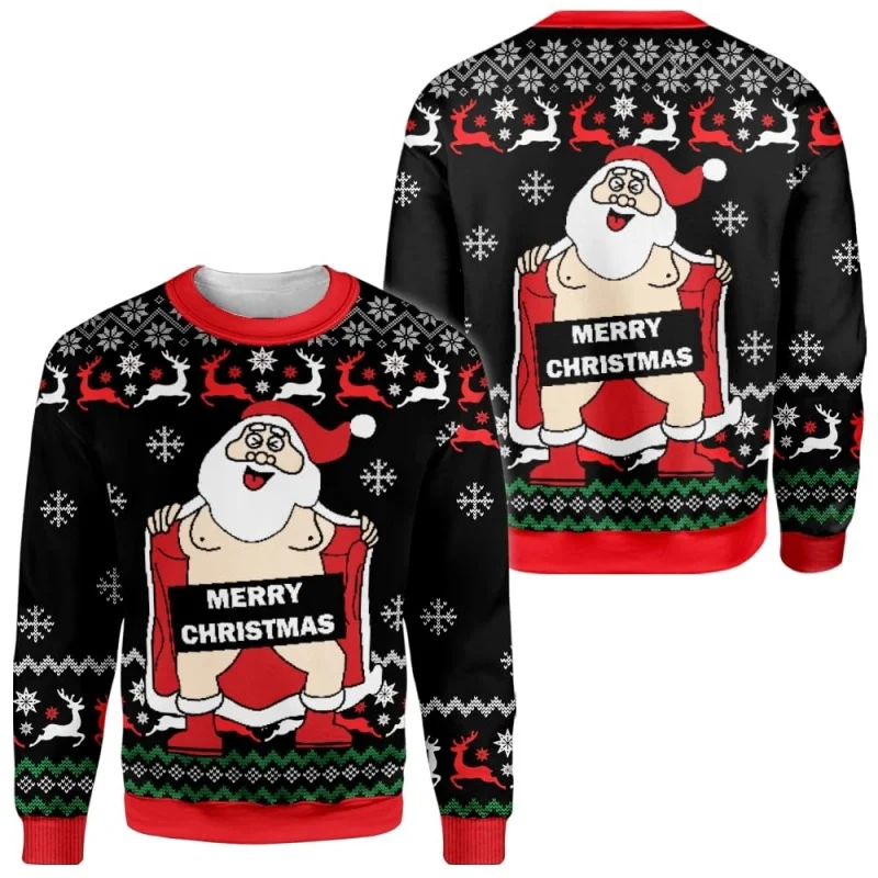 ثلاثية الأبعاد مطبوعة عيد الميلاد القبيح البلوز للرجال النساء سانتا كلوز الزنجبيل نمط البلوفرات عادية س الرقبة طويلة الأكمام هوديس