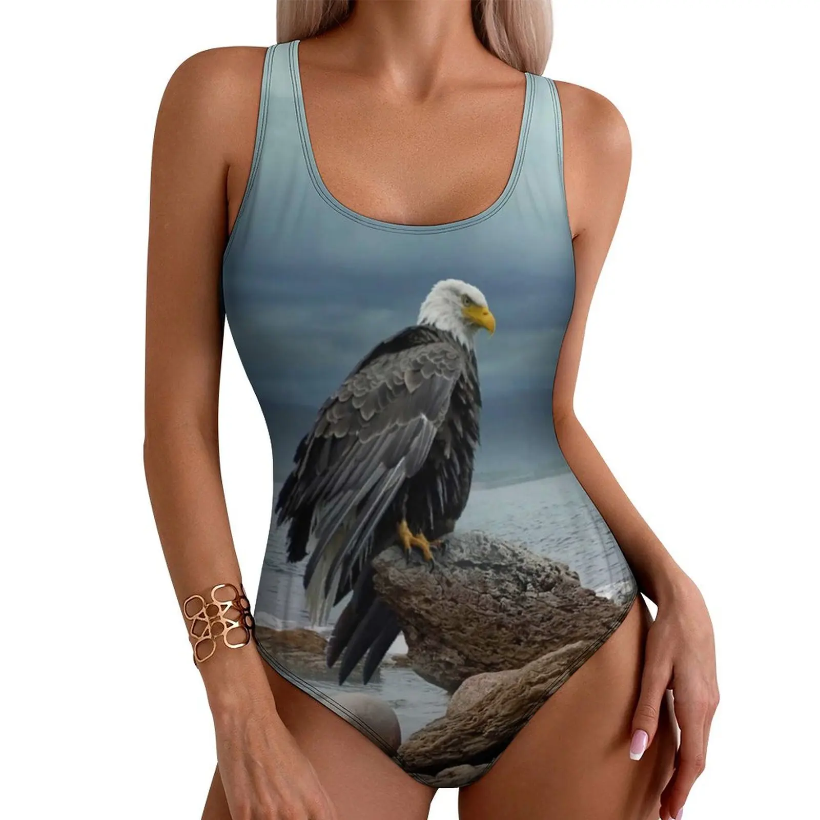 Bald Eagle Swimsuit Predator Sea Eagles Push Up Swimwear One Piece Holiday Rave Bathing Suits Swimsuits Beachwear Large Size