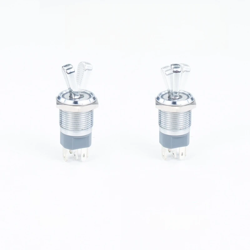 16mm metal toggle switch with 2 positions, 10A high current, illuminated toggle lever, self-locking rocker toggle