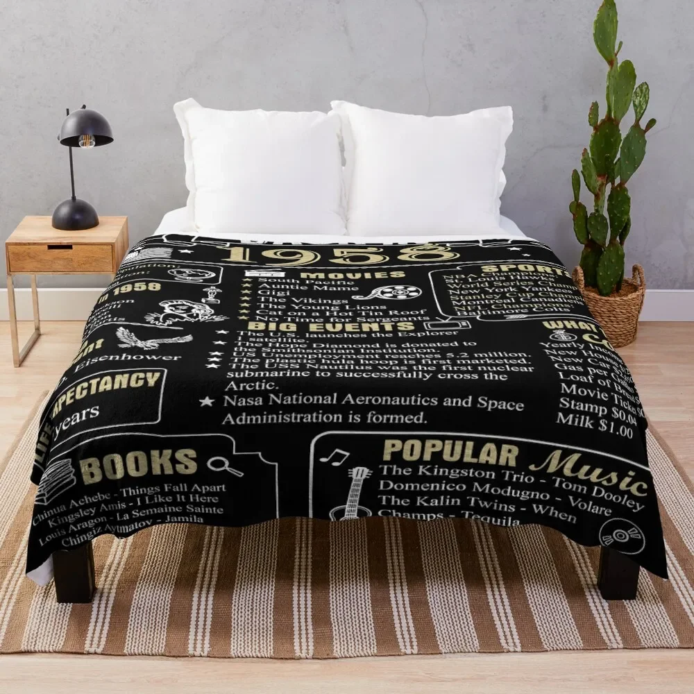 

Birthday Anniversary 1958 History Back in 1958 Throw Blanket Blankets For Bed Soft Beds warm winter funny gift Blankets