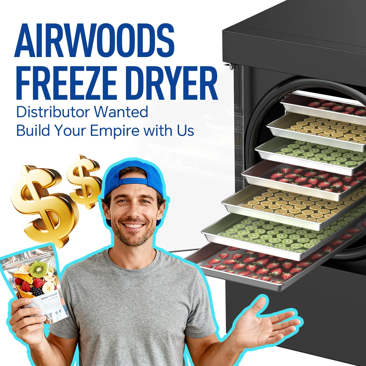 Automatic 4Kg Mini Freeze Dryer & Dehydrator With Pump And Engine For Home Use Candy Fruit Vegetable Drying