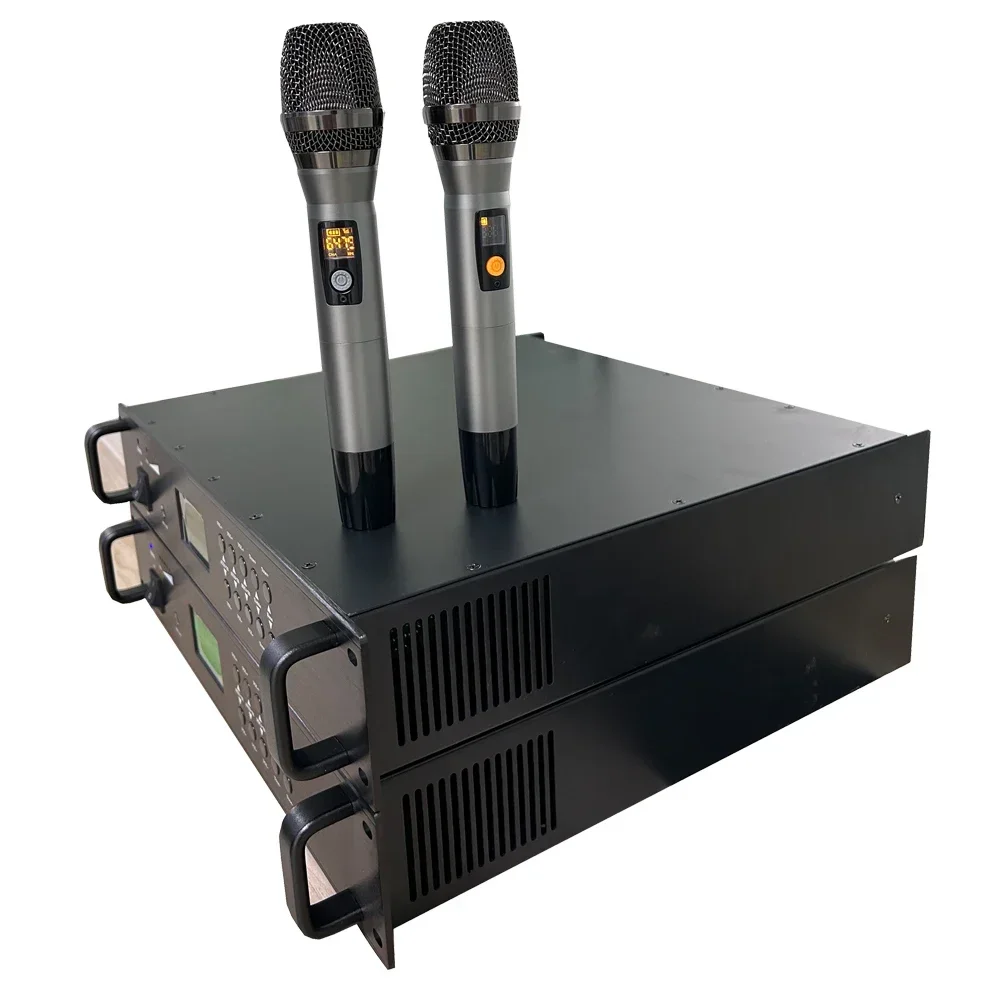 Professional Audio Power Amplifier With 2 UHF Wireless Microphones