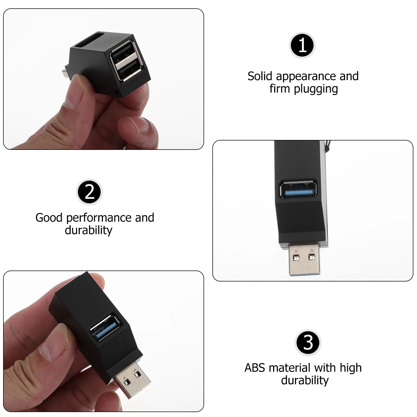 

3 Port USB Hub Multi-Port ABS Durable USB Splitter Expansion Transfer Adapter for Laptop Computer Accessories Dock Holder Hub