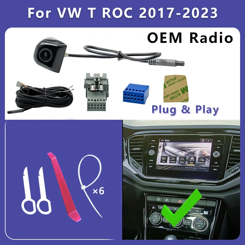 iTOPCAM Rear Reversing Canbus Camera for VW T ROC 2017 2018 2019 2020 2021 2022 2023 OEM Radio Plug and play without coding