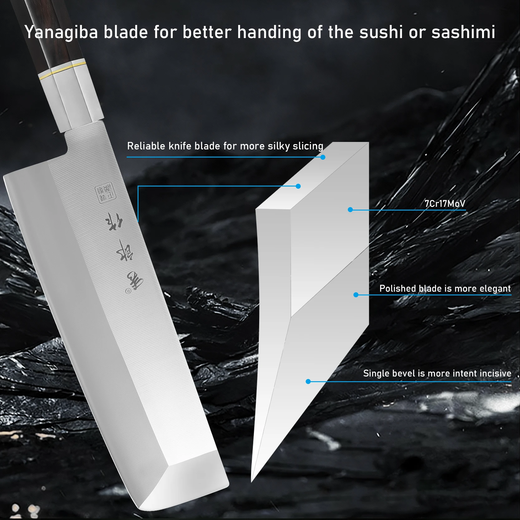 WXCOO Japanese Salmon Sushi Filleting Kitchen Sashimi Knife Chef Knives Deba Fish Head Meat Cleaver Kitchen Tools with Gift Box