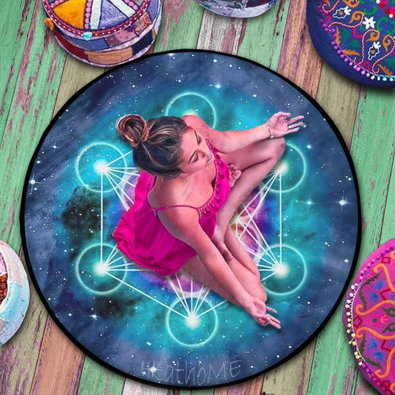 Big Dipper Pattern Round Rug Yoga Mat Sofa Coffee Table Teenager Home Decor Bedroom Gym Carpet Metatron Tarot Card Crystal Pad