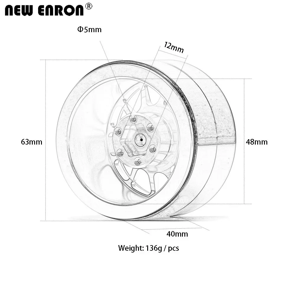 Cerchione del mozzo delle ruote Beadlock a 12 raggi CNC da 2,2 pollici per 1/10 RC 12mm Hex Crawler Axial SCX10 II 90046 TRX-4 KM2 YETI RR10
