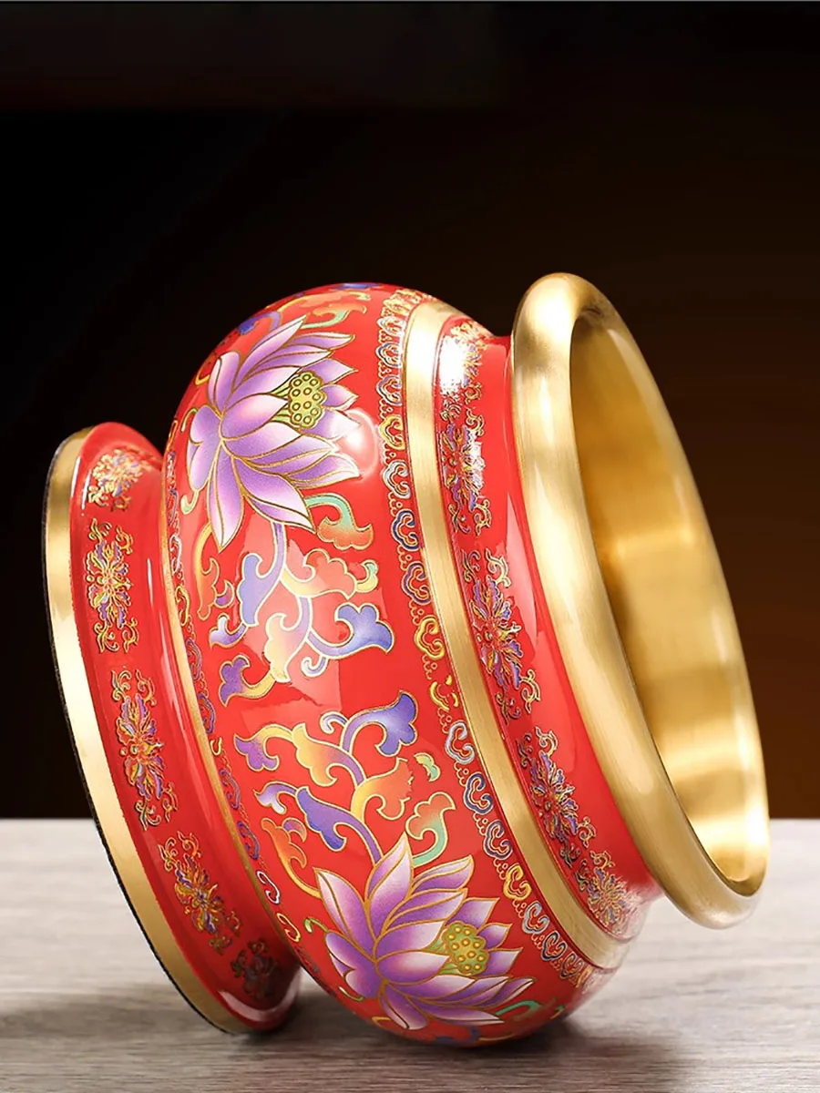 مبخرة لوتس من النحاس النقي في الأماكن المغلقة، يقدم المعابد مبخرة بوديساتفا، عائلة خالدة، زخارف تحية #4