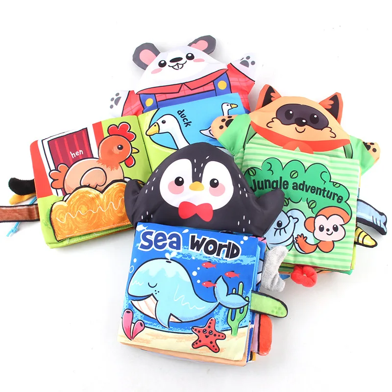 New Baby Cartoon Tail Cloth Book Fun BB Called Three-dimensional Animal Hand Puppet Cloth Book Tear The Baby Book Kids Toy Gift