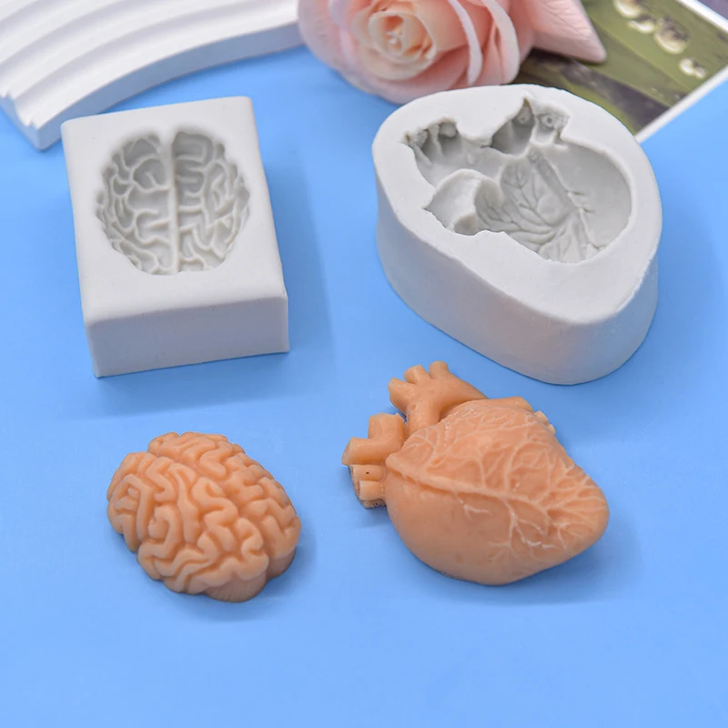 Creative Brain Heart Organ Baking Silicone Mold Halloween Spoof Clay Handmade Mold Cake Decoration Tools Kitchen Supplies