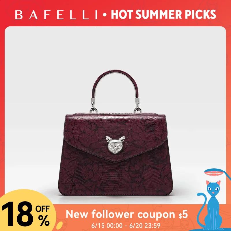 

2026 BAFELLI CAT WOMEN'S NEW FASHION HANDBAG LADY STYLISH BUSINESS FEMALE LEATHER LUXURY BRAND CASUAL OL FLORAL WINE PURSE