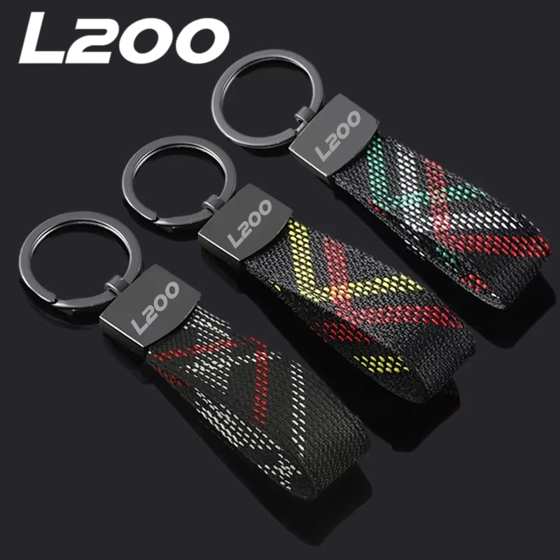 Rantai kunci mobil anyaman Oxford gantungan kunci gesper cincin kunci untuk Mitsubishi L200 Logo ASX Aerobus Lancer Galant Mirage