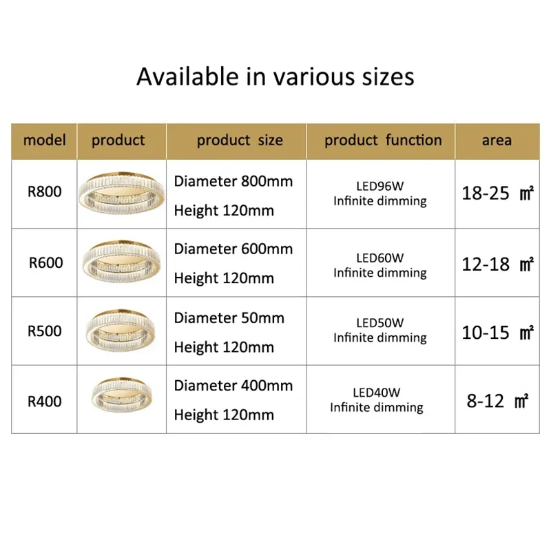 Round LED Crystal Ceiling Chandeliers Lighting for Living Room Bedroom Home Indoor Decor Lampara Techo Gold Silver Lustre Lamp