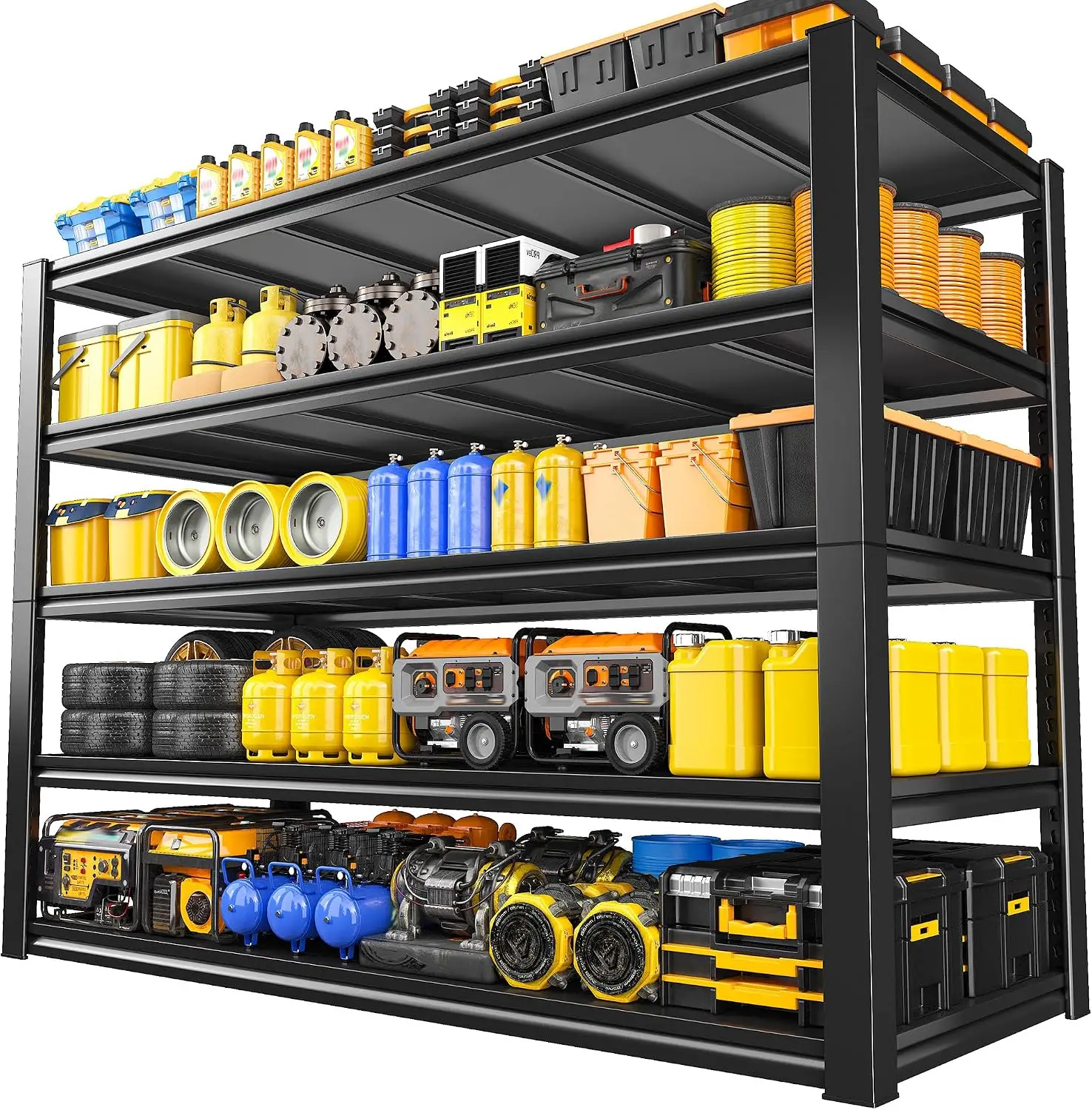 ^48.2" W Garage Shelving, Metal Shelving 3000LBS, Storage Shelves Adjustable Metal Shelf, Industrial 5 Tier Shelves