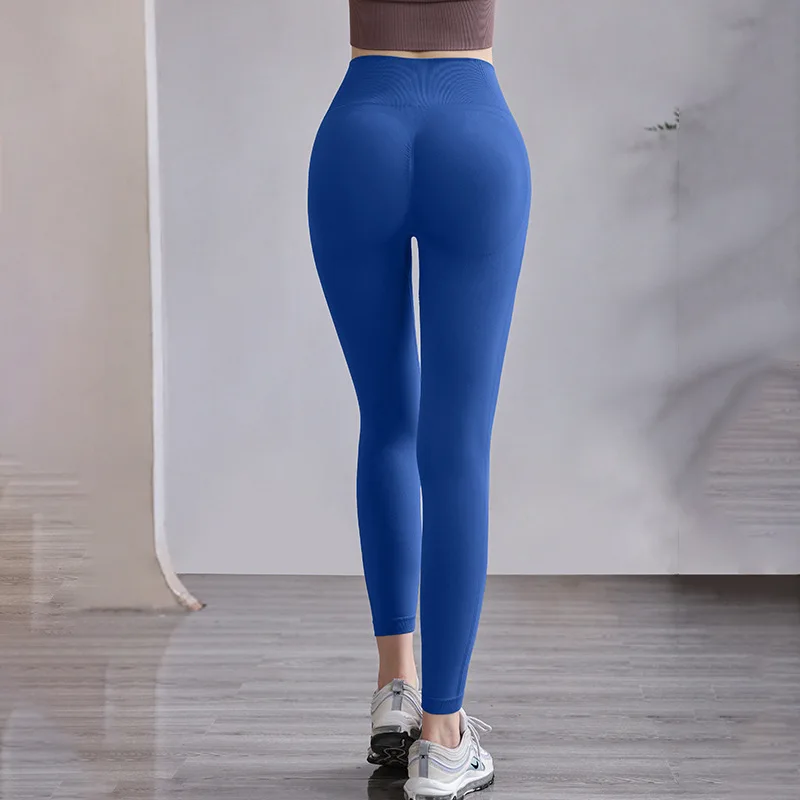 

Women High Waist Ribbed Yoga Leggings Seamless Tummy Control Fitness Pants Stretch Gym Running Workout Training Tights
