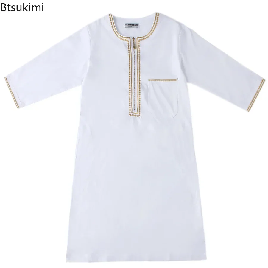 Abaya-Caftan arabe pour garçons, vêtements pour enfants musulmans, robes islamiques pour Ramadan, Oman, Qatar, olympiques pour enfants, nouvelle collection 2024