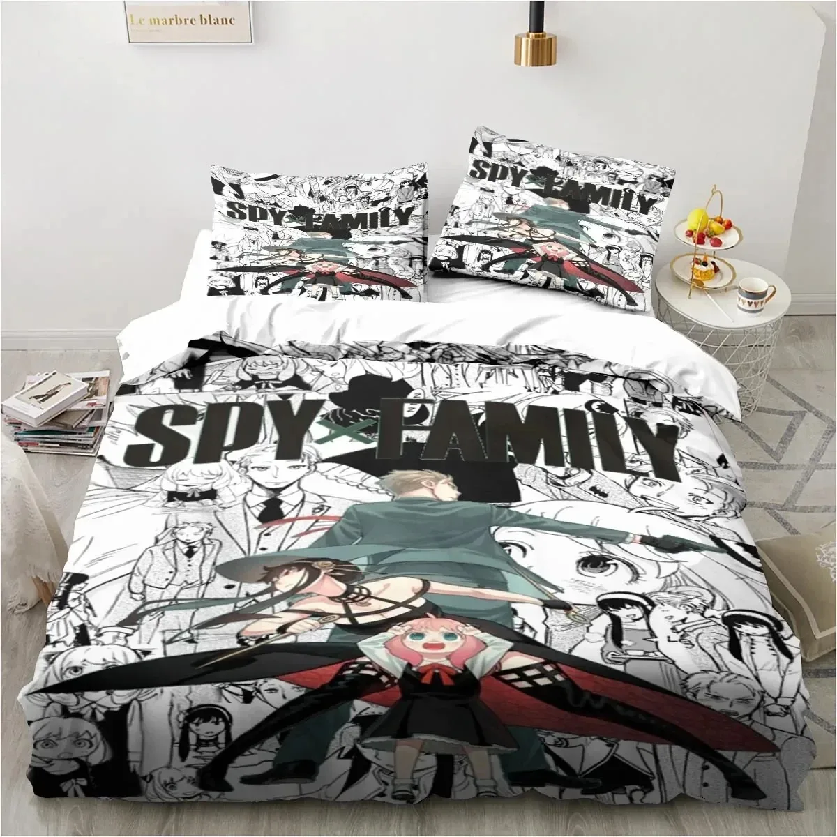 3D Printing SPY FAMILY Anya Anime Bedding Set Duvet Cover Bed Set Quilt Cover Pillowcase Comforter king Queen Size Boys Adult