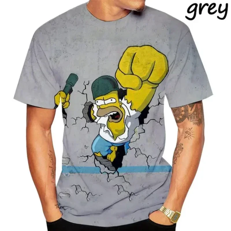 Summer Disney Anime Graphic T Shirt Simpsons 3D Print T-Shirt Casual Hip Hop Harajuku Street Unisex top moda uomo abbigliamento