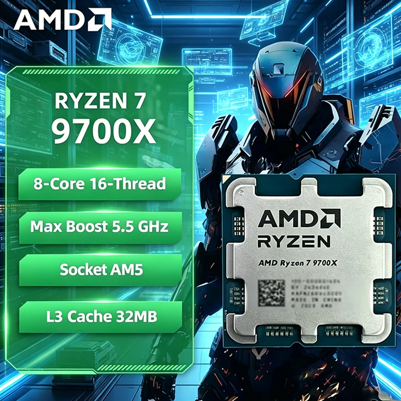 

AMD Ryzen 7 9700X AMD R7 9700X CPU 8-Core 16-Thread 5.5GHz Unlocked Desktop Processor Socket AM5 Gaming CPU Without Package