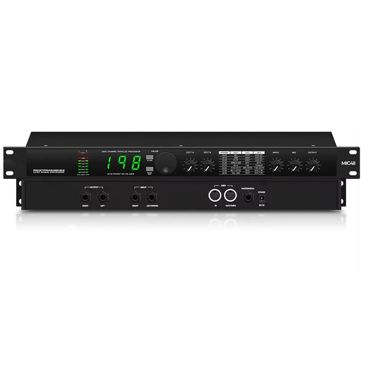 {2026 Trend}MIC411 Hybrid Digital Audio Processor Multi Effects Digital Reverb 199 Preset Sound Effects Lifting Sound(EU Plug)