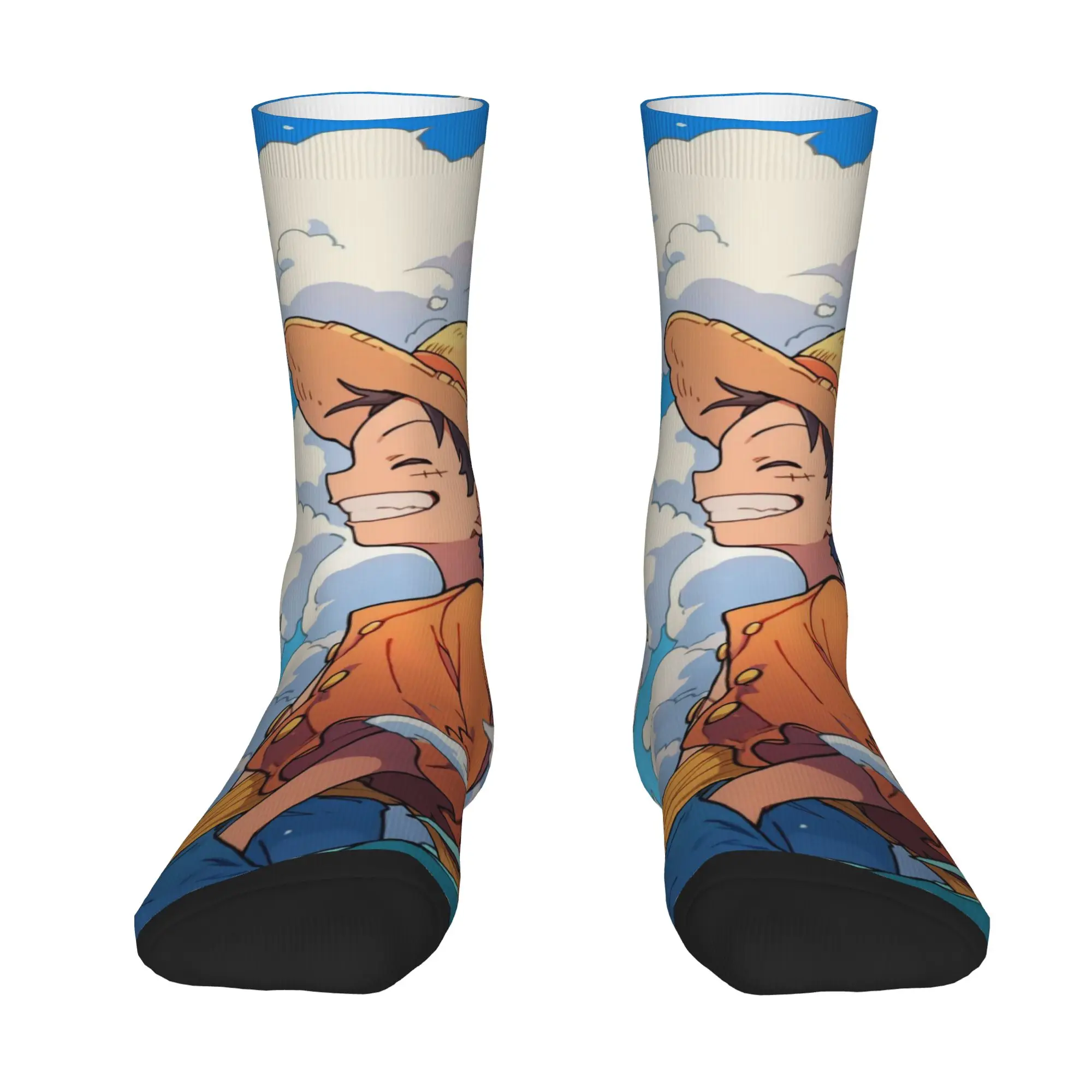 1 Pair Funny Sock One Piece Anime Legends Rock Quality Pattern Printed Men Socks Casual Men's Socks