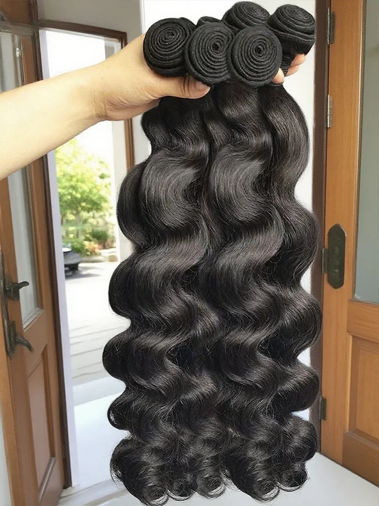 

30 34-дюймовые объемные волны, 100% пучки человеческих волос, девственные волосы, волнистые пучки, двойной уток, необработанные наращивание волос, плетение, 16A