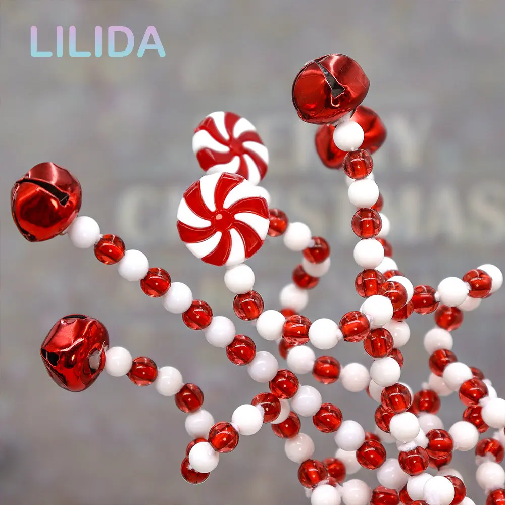 

4pcs Candy Cane Bells Lollipop Christmas Decoration Xmas Tree Pendants Tree Ornaments Home Decor Noel Gifts Navidad New Year