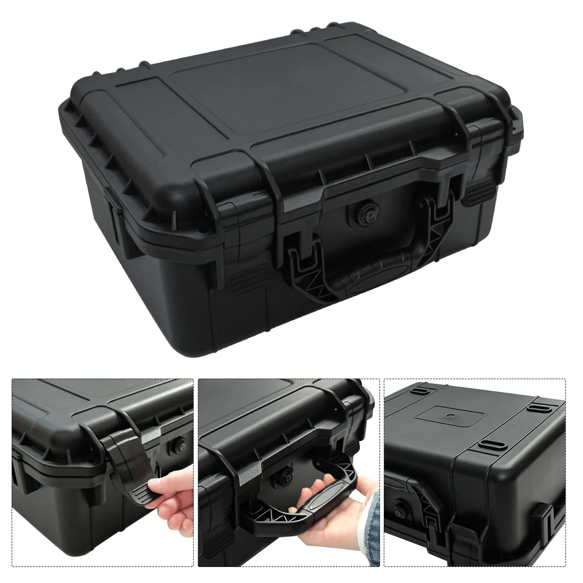 1pc Waterproof Heavy-Duty Protective Tool Box with Pre-cut Sponge Inserts Shockproof Equipment Storage Case for Tools, Cameras