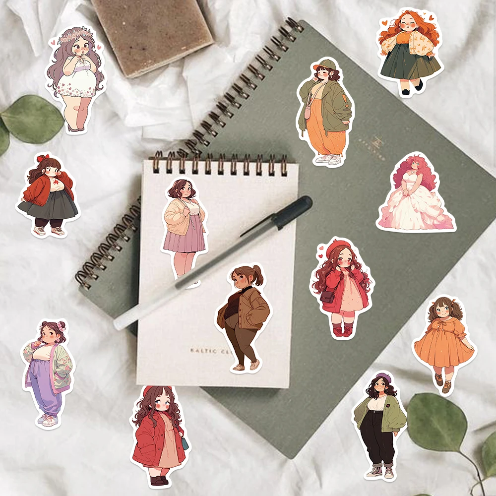 50PCS Chubby Cute Little Girl Graffiti Stickers DIY Phone Guitar Laptop Notebook Suitcase Cup Waterproof Sticker Kids Toy