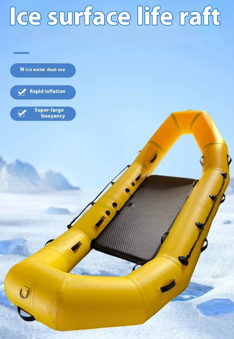 Draagbaar luchtkussen Dual-Purpose ijswater opblaasbare reddingsapparatuur Ice Surface Liferaft