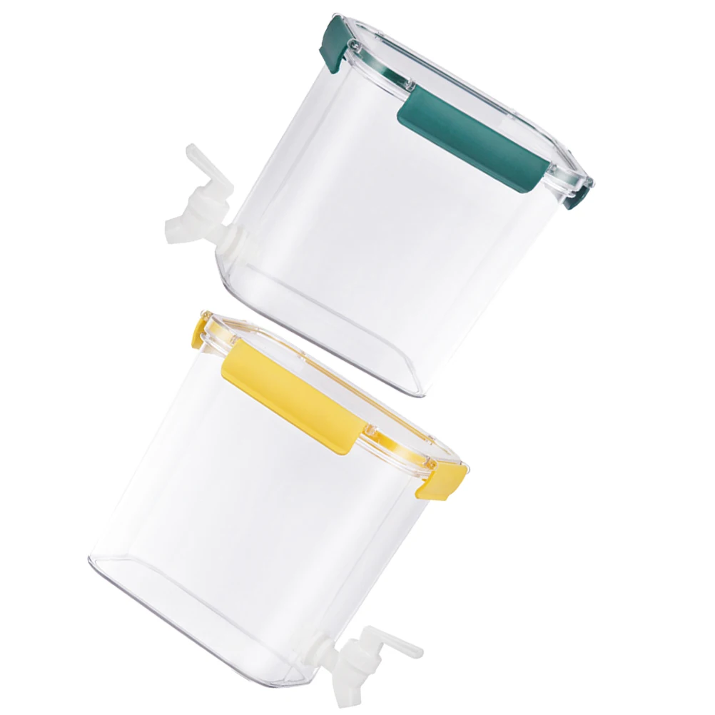 

2pcs Liquid Dispenser 4.5L Yellow Green Plastic Jug for Restaurant Picnic Juice Water Storage Container Fruit Beverage Dispenser