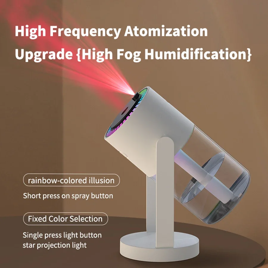 280ml Air Humidifier Desktop Humidifier with Projector & Light Adjustable Angle Cool Mist Humidifier Auto Off for Home Office