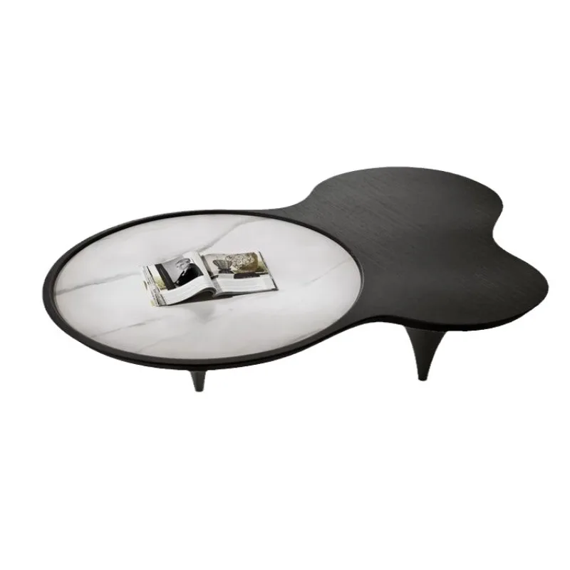 Light luxury rock slab coffee table Solid wood Modern simple living room coffee table Italian minimalist coffee table