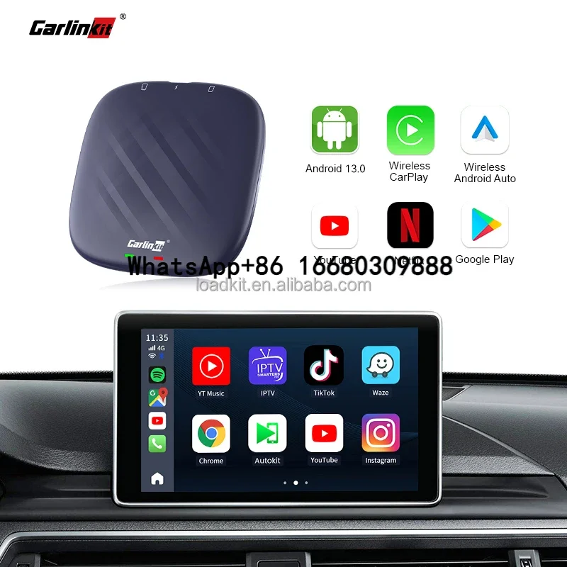 Carlinkit Android 13 CarPlay Ai Box 4GB+64GB Wireless CarPlay & Wireless Android Auto Adapter Suitable for 98% of cars