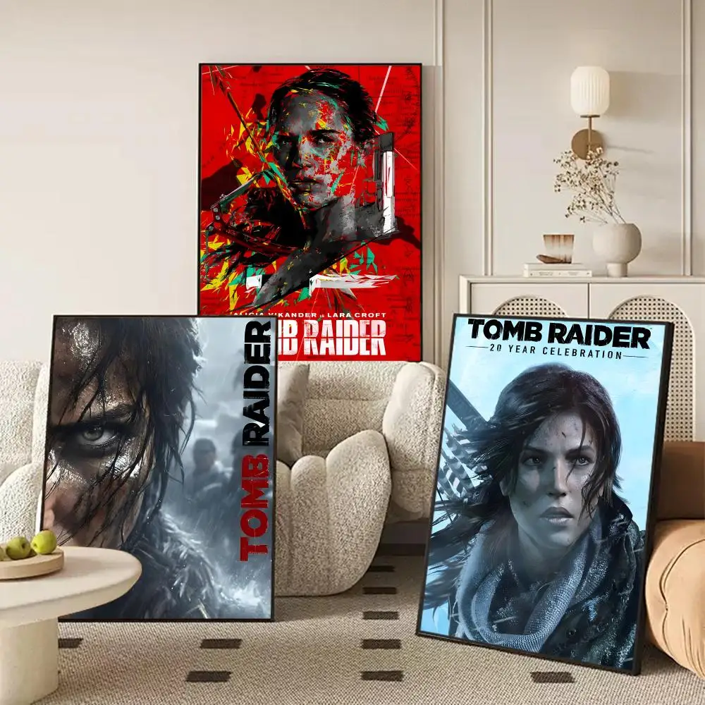 T-Tomb R-Raider Movie Poster Self-adhesive Art Waterproof Paper Sticker Coffee House Wall Decor