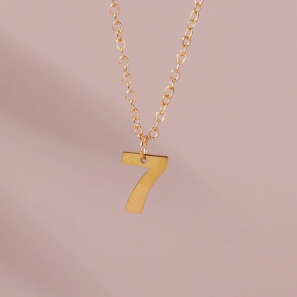 Aihua Mode Glück Initial Nummer 0-9 Anhänger Halskette für Frauen Männer Paar Einfache Arabische Ziffern Halskette Persönlichkeit schmuck – Detail 25