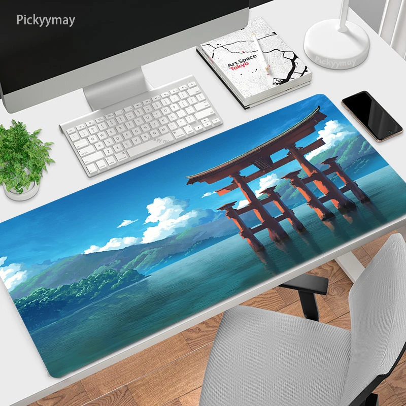 

Mouse Pad Anime Scenery Shrine Large Gamer Mousepad Keyboard Mat XXXL Mouse Mats 31.4x11.8in Rubber Desk Pad Design Desk Rug