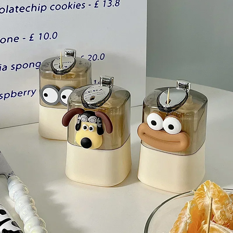 Auto Pop-Up Kunststoff Zahnstocher Halter Niedlichen Cartoon Tier Charakter Zahnstocher Lagerung Box Automatische Auswurf Zahnstocher Container